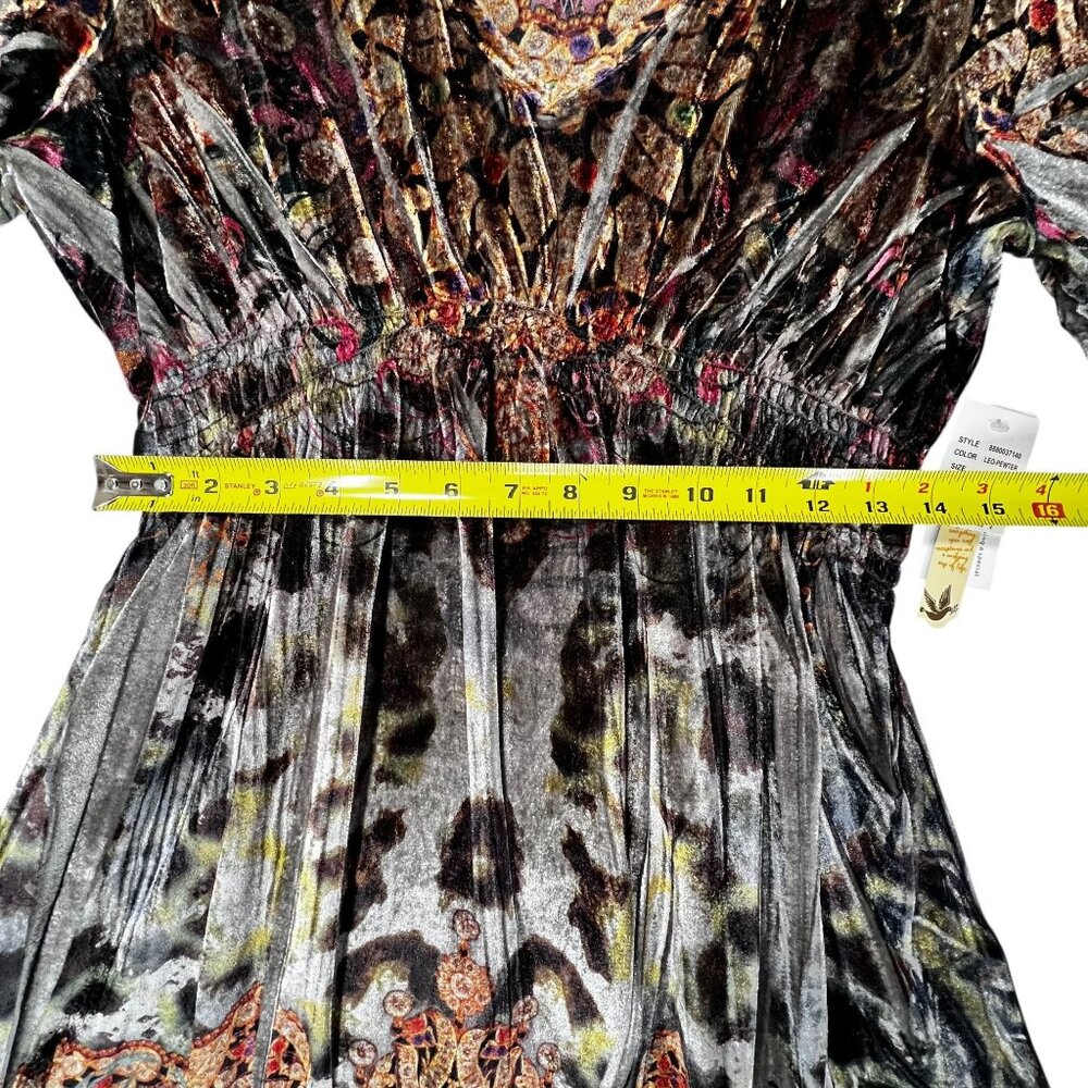 NWT Velvet Tunic Top Boho V-Neck Elastic Waist Scalloped Sequin Sparkles Med - Picture 16 of 16